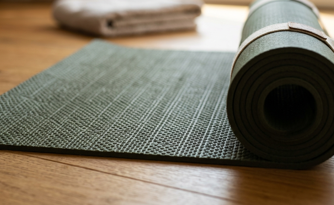 Fitness szőnyeg felületi textúrája közelről, csúszásgátló minta